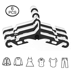 YOLOKE 6Pcs Folding Clothes Hanger, Portable Folding Clothes Hangers Travel Accessories?Non-Slip Sturdy Drying Rack Garment Hangers for Suit/Coat/Pants/Tank Top Black/White Color