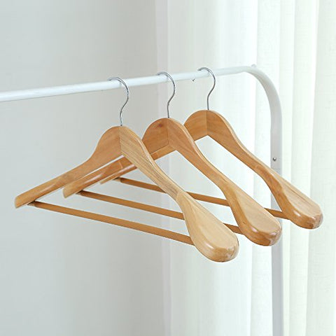 U-emember Wooden Hangers In The Civil Air Defense Slide Hanging Wide-Shoulder A Scratch Coat Hanger Wooden Clothes Rack Wooden Clothes Rack Clothes Poles, 3, The Original Color Men