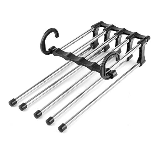 XWB 5In1 Adjustable Non-slip Closet Hook Tie Belt Scarf Organizer Trousers Pants Rack Hanger to Space Saving Pants Hanger