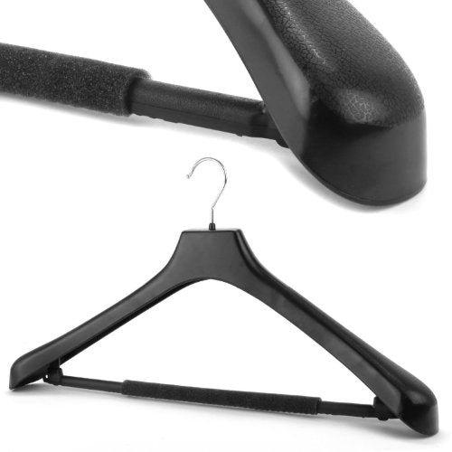 HANGERWORLD 20 Black 19.7inch Plastic Coat Clothes Garment Pant Skirt Bar Hangers 1.96inch Broad Shoulder Support