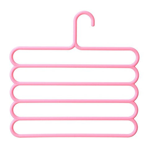 Multi-Purpose Pants Hangers Closet Hangers Space Saver Storage Rack for Hanging Jeans Scarf Tie (Pink)