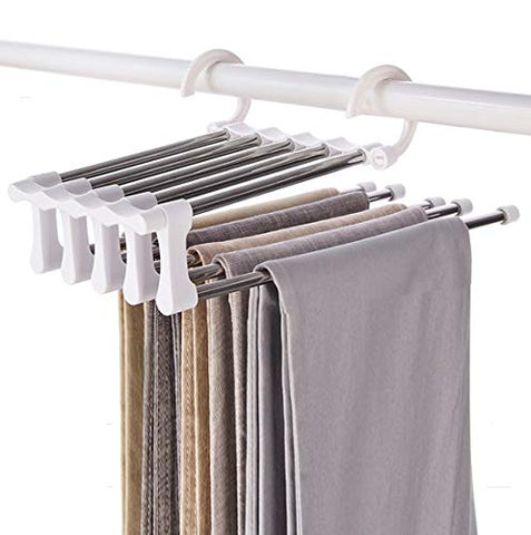 YUNAI Stainless Steel Pants Hangers Jeans Clothes Organizer Folding Storage Rack Space Saver Storage Rack for Hanging