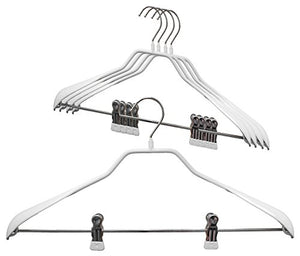 Mawa by Reston Lloyd BodyForm Series Non-Slip Space Saving Clothes Hanger with 2 Clips for Pants or Skirts, Style 42/LK, Set of 5, White