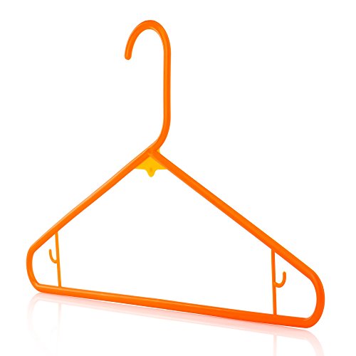 HANGERWORLD 40 Orange 16inch Plastic All Purpose Coat Clothes Garment Pant Skirt Bar Hangers Loop Hooks