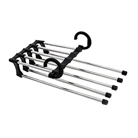 Aland Multi-Layer Clothes Pants Hangers Wardrobe Jeans Stainless Steel Storage Rack Multi-layer hanging pants storage rack five in one hundred magical magic hanger magic Black