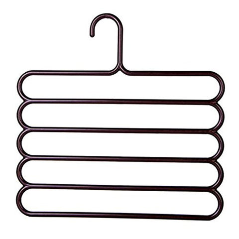 5 Layers Multi-Purpose Clothes Hanger Belt Tie Scarf Towels Hanger Storage Organizer Pants Trousers Hanger Holder Rack(Coffee)