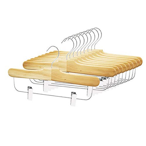 Perfecasa Svelte Series Wooden Pants Hangers 10 Pack (Natural)