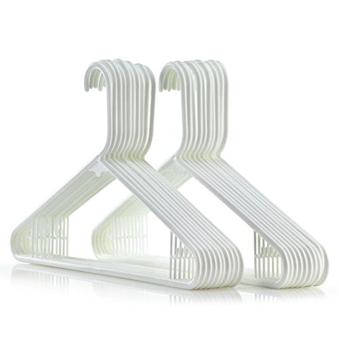 HANGERWORLD 20 White 16inch Plastic All Purpose Coat Clothes Garment Pant Skirt Bar Hangers Loop Hooks