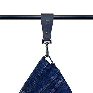 Hide & Drink, Heavy Duty Thick Leather Pants Hanger for Clothing Stores or Household/Denim Hanger/Cloth Organizer (2-Pack) Handmade Includes 101 Year Warranty :: Charcoal Black