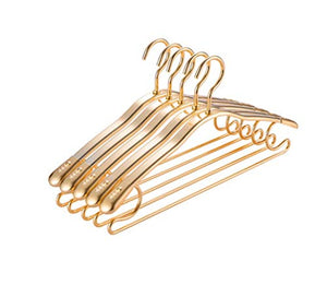 LHFJ Coat Hanger 10 Pack Aluminum Alloy Waterproof Cloth Hanger Anti Slip Derusting Heavy Duty Tie Rack Heavy Coat Shorts Pants Shirts&More (Color : Gold)