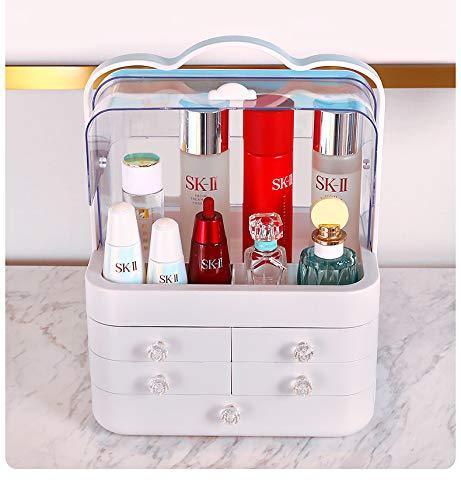 Products sooyee makeup organizer modern jewelry and cosmetic storage display boxes with handle waterproof dustproof design great for bathroom dresser vanity and countertop5 white drawers 2 clear lids