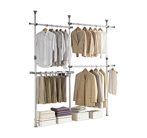 PRINCE HANGER, Double 2tier Pants Hanger, Silver, Steel, 38mm Heavy Duty, Closet Organizer, Clothing Rack, PHUS-0031