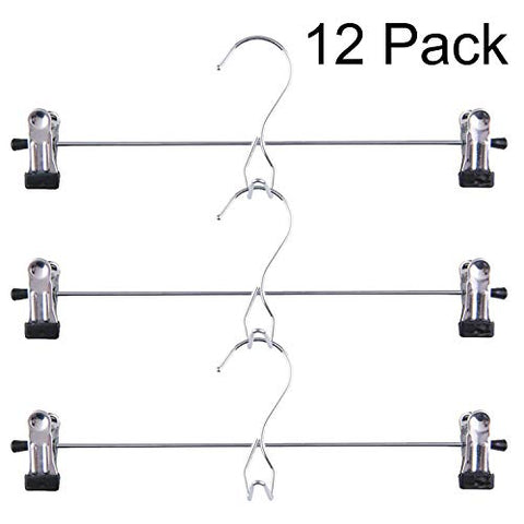 Tosnail 12 Pack Skirt Hangers Add-On Hangers Stackable Hangers Cascading Hangers Pants Hangers with Clips