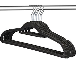 Zoyer Velvet Suit Hanger With Tie Bar (50 Pack) - Flocked Hangers Premium Heavy Duty Quality & Non Slip Hangers - Clothes Hangers - Gray