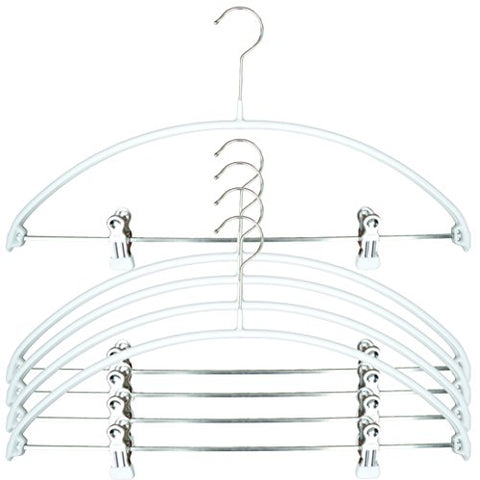 MAWA Reston Lloyd Euro Series Light/Thin Non-Slip Space-Saving 40/PK Clothes Hanger with Bar and Hooks for Pants and Skirts with Clips Set of 5, White, Pack of 5