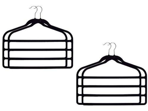 DG Sports Hanger for pants Bar Pants Velvet Hangers - 4 Pack - Space Saving (Black)