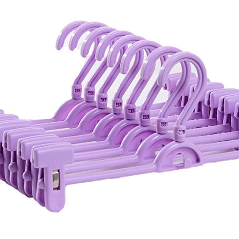 CmfwaMedsr Multifunctional Adjustable Plastic Pant Hanger,Non-Slip Clips Heavy Duty Trousers Skirt&Kids Clothes-Purple 10 Pack