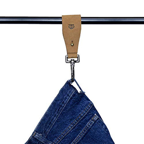 Hide & Drink, Heavy Duty Thick Leather Pants Hanger for Clothing Stores or Household/Denim Hanger/Cloth Organizer (2-Pack) Handmade Includes 101 Year Warranty :: Old Tobacco