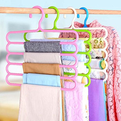 Homieco trade; Multi-Purpose Five-layer Pants Hanger Holder Tie Rack for Clothes Hanger Organizer Travel Closet Sliding Pants Hanging Space Saver