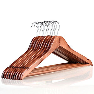 XIAOLIN Clothes Hangers Adult Wooden Non-slip Home Wardrobe Cloakroom Clothing Store 5/10 Pack Wood Color Brown ( Color : Brown-10 pack )