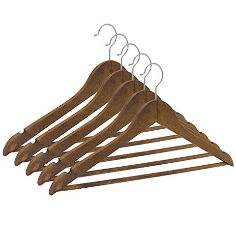 Closet Complete Wood Suit Hanger, Distressed Natural, Set of 5