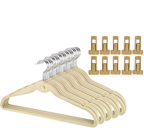 Dead Sea Spa Care Space Saving, Organizational, Cascading Hangers, Cascade Hangers in SAGE - Pack 50 with 10 Pant Clips Space Saving Cascading