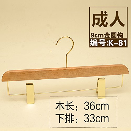 SHRCDC Natural Wood/Hanger 10Pack/Non-Slip(36-43Cm)/Lengthened Hook/Adult/Top/Pants/Skirt For Hanger,10,J36Cm