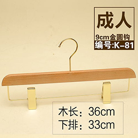 SHRCDC Natural Wood/Hanger 10Pack/Non-Slip(36-43Cm)/Lengthened Hook/Adult/Top/Pants/Skirt For Hanger,10,J36Cm