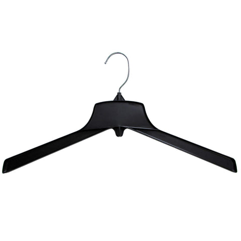 Hanger Central Recycled Heavy Duty Plastic Coat Hangers with Long Polished Metal Swivel Hooks Outerwear Hangers, 17 Inch, Black, 25 Pack