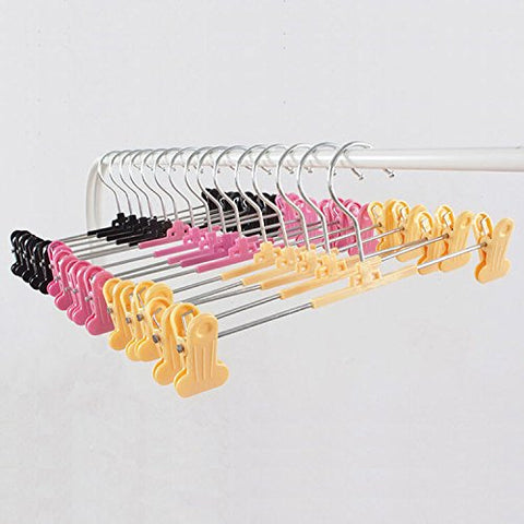 Kexinfan Hanger Colorful Plastic Hanger with Clips for Pants, Skirt and Lingerie (30 Pieces/Lot),Mixed Color