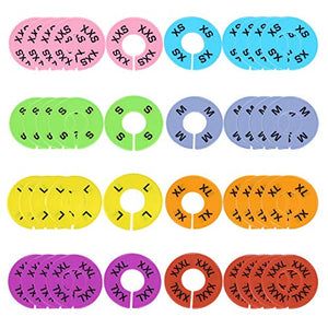 Onepine Clothing Size Dividers 40 Pieces 8 Colors XXS-XXXL Closet Clothes Size Dividers for Round Hangers