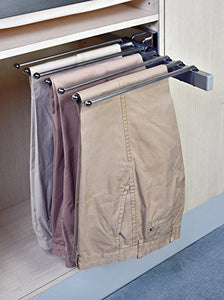 Pants Rack Pant Hanger, Slide Out Side Mount Satin Nickel, For 15" or wider spaces, Heavy Duty