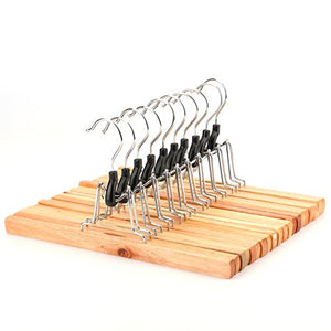 Tosnail Solid Natural Wood Collection Skirt Hangers & Clips,Slack Hanger,Pant Hangers - 10 Pack