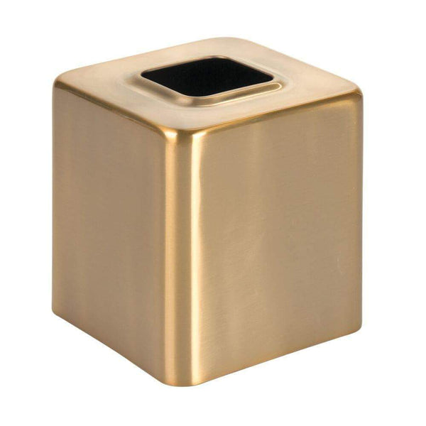 Buy now mdesign modern square metal paper facial tissue box cover holder for bathroom vanity countertops bedroom dressers night stands desks and tables 2 pack soft brass