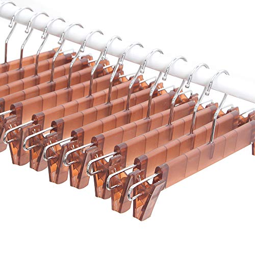 MR.SIGA Pant Hangers with 2 Clips, Pack of 12, Width: 33cm, Translucent Brown