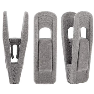 Tissir Gray Velvet Hangers Clips Pack of 24, Pants Hangers Velvet Clips, Strong Finger Flocked Clips Perfect for Use with Slim-line Clothes Velvet Hangers