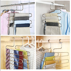 Soul&Heart Multilayer S-Shaped Clothes Pants Hangers Stainless Steel Material Multifunctional Space Saving Hangers Closet Organizer for Jeans Scarf Towel Belt and Tie (3)
