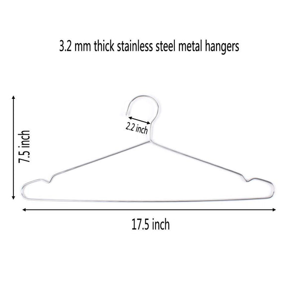 Z ZICOME Set of 10 Stainless Steel Strong Metal Wire Hangers Clothes Hangers Everyday Hangers