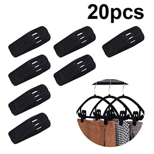 Rolin Roly 20pcs Velvet Non Slip Hangers Clothing Clip Multi Purpose Finger Flocked Clips Clothes Pegs Black for Pants Trouser Skirt Coat Cloth