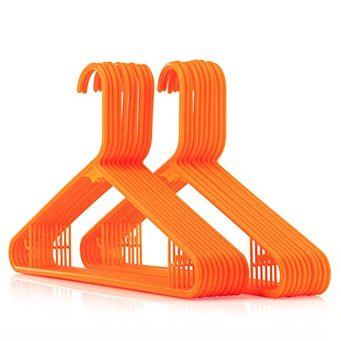 HANGERWORLD 20 Orange 16inch Plastic All Purpose Coat Clothes Garment Pant Skirt Bar Hangers Loop Hooks