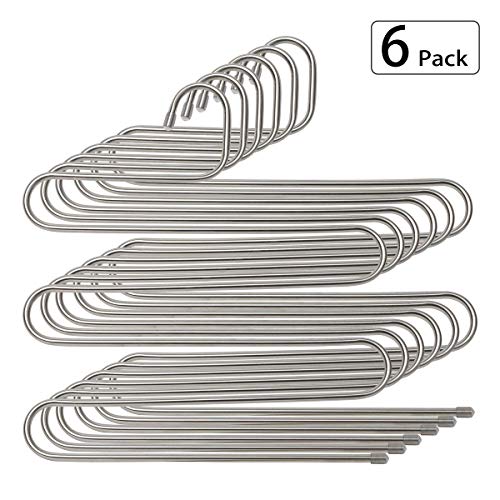 Stephenie 4 Pack S Type 5 Layer Stainless Steel Hanger with Multifunctional for Pants Tie Scarf Anti-Skid Scarf Towel Clothes