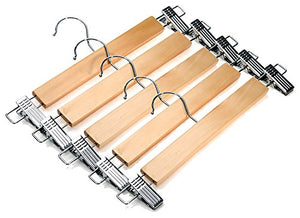 Decor Hut Wooden Skirt/pants Hangers with Swivel Hook Strong Durable Material Silver Clips Wont Snag Clothing Soft Finished Wood Natural Wood Color (5)