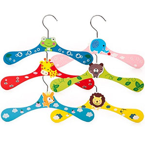 Veras enrichment 6 pcs Baby Kids Wardrobe Cartoon Wooden Coat Clothes Pants Hanger Pet Puppy Dog Clothes Hanger