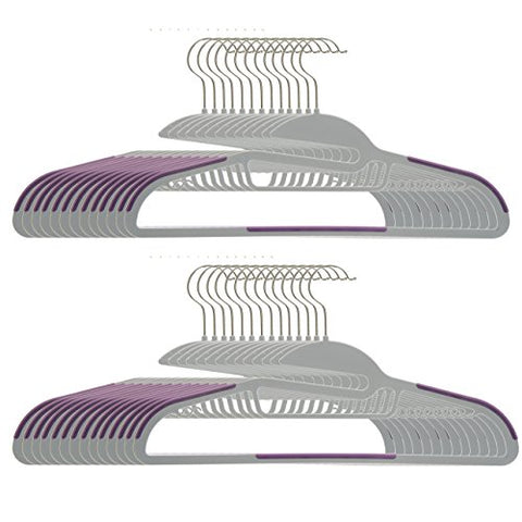 Unity 36 Pack Ultra thin ABS Easy Slide Heavy Duty Non-Slip Clothes Hangers (Purple)