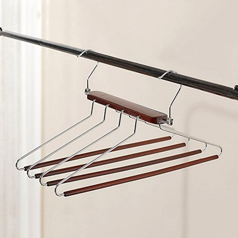 LIANGJUN Clothes Magic Hangers Adjustable Multifunctional Pants Scarf Skirt Drying Rack, 2 Colors, 41.7X43.8cm (Color : Black walnut color, Size : Quantity 3)