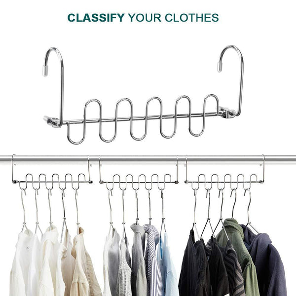 MeetU Magic Cloth Hanger Wonder Space Saving Hangers Metal Closet Organizer for Closet Wardrobe Closet Organization Closet System (Pack of 4)