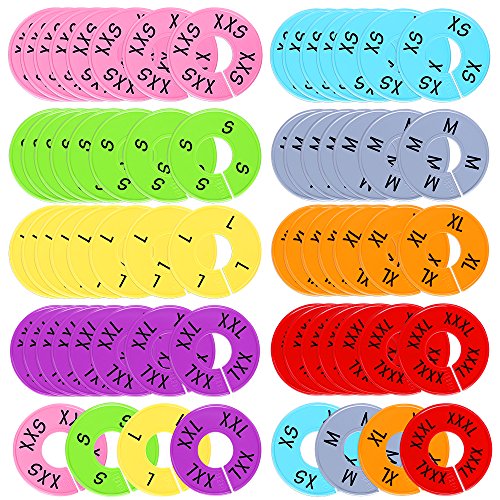 Caydo 80 Pieces 8 Colors Clothing Size Dividers, Size Series XXS to XXXL