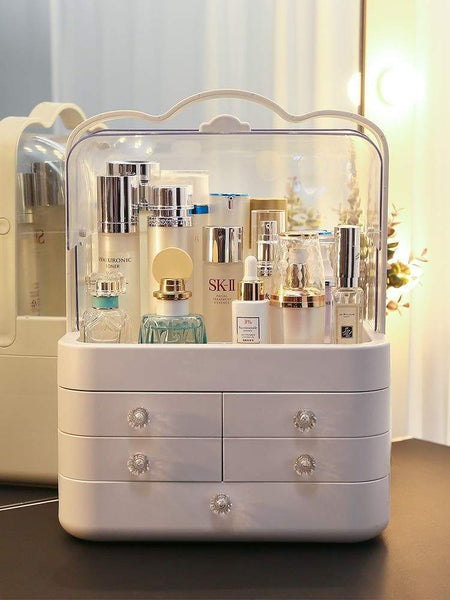 Online shopping sooyee makeup organizer modern jewelry and cosmetic storage display boxes with handle waterproof dustproof design great for bathroom dresser vanity and countertop5 white drawers 2 clear lids