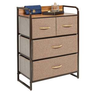 Order now mdesign dresser storage chest sturdy metal frame wood top easy pull fabric bins organizer unit for bedroom hallway entryway closet textured print 4 drawers coffee espresso brown