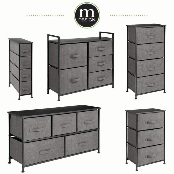 Related mdesign narrow vertical dresser storage tower sturdy metal frame wood top easy pull fabric bins organizer unit for bedroom hallway entryway closet textured print 4 drawers charcoal gray